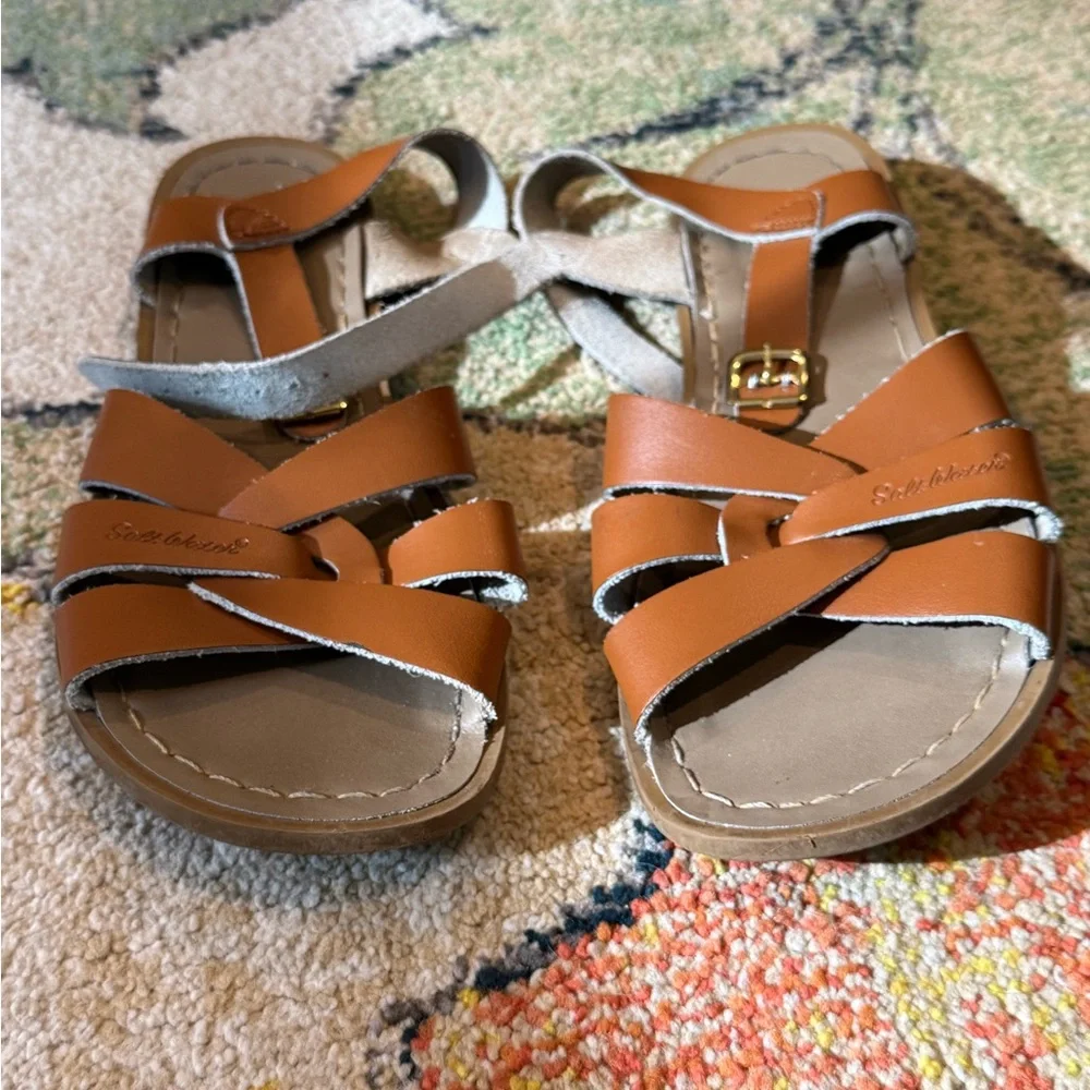 Salt Water Sandals Tan Brown Leather Sandals Women’s 9, Men’s 7 - Picture 5 of 7